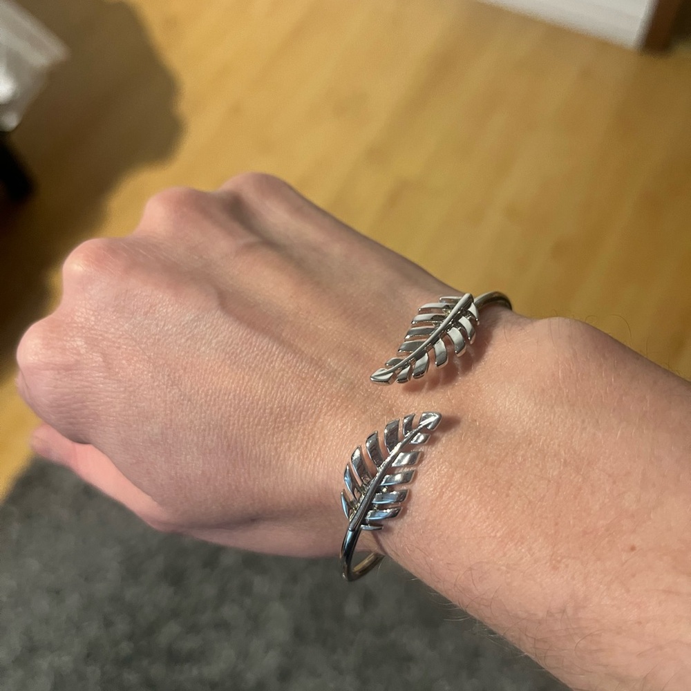 Silver Leaf Cuff Bracelet